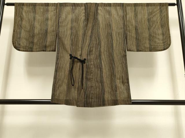 平和屋着物▽道中着　スリーシーズン　春夏秋　塵除け　変わり縞　正絹　逸品　DABI4264du