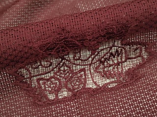平和屋着物▽道行コート　スリーシーズン　春夏秋　塵除け　ドロンワーク　刺繍　花蝶文　濃い葡萄茶色　正絹　逸品　未使用　DABI4265du