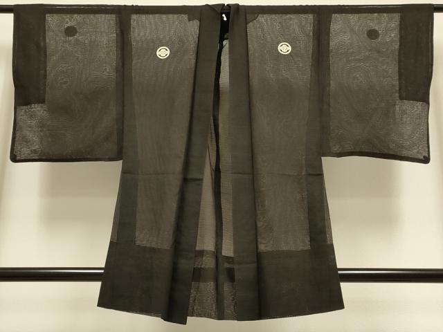 平和屋着物▽男性　黒紋付　羽織　スリーシーズン　春夏秋　塵除け　正絹　逸品　DABI4266du