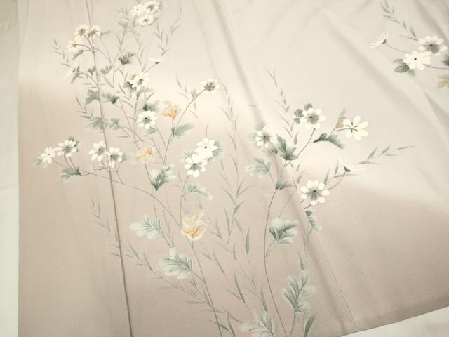 平和屋着物▽訪問着　単衣　手描き　草花文　暈し染め　洗える着物　DABI4272du