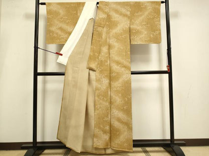 平和屋着物▽上質な小紋　単衣　草花文　暈し染め　正絹　逸品　DABI4282du