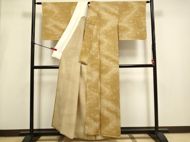 平和屋着物▽上質な小紋　単衣　草花文　暈し染め　正絹　逸品　DABI4282du