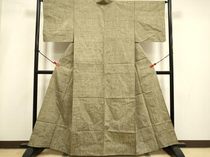 平和屋着物▽上質な紬　単衣　霞文　正絹　逸品　DABI4287du