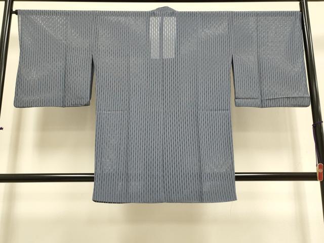 平和屋着物▽道行コート　スリーシーズン　春夏秋　塵除け　変わり縞　濃い薄鼠色　DABI4293du