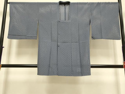 平和屋着物▽道行コート　スリーシーズン　春夏秋　塵除け　変わり縞　濃い薄鼠色　DABI4293du