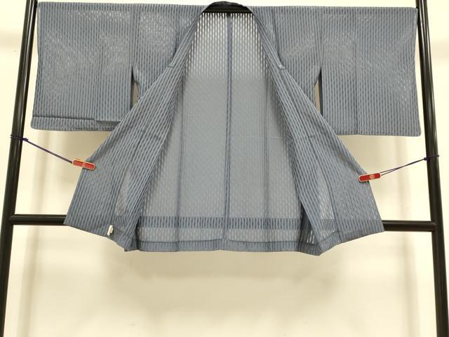平和屋着物▽道行コート　スリーシーズン　春夏秋　塵除け　変わり縞　濃い薄鼠色　DABI4293du