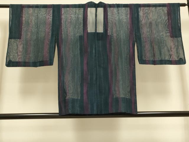 平和屋着物▽道行コート　スリーシーズン　春夏秋　塵除け　変わり縞　正絹　逸品　DABI4296du