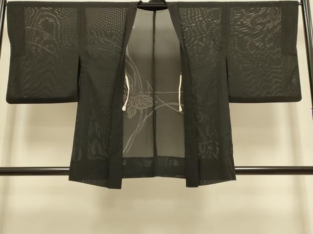 平和屋着物▽羽織　スリーシーズン　春夏秋　塵除け　舞蝶文　黒地　正絹　逸品　DABI4297du