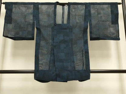 平和屋着物▽道行コート　スリーシーズン　春夏秋　塵除け　色紙重ね文　ロング丈　正絹　逸品　DABI4300du