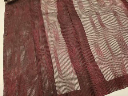 平和屋着物▽道行コート　スリーシーズン　春夏秋　塵除け　変わり縞　正絹　逸品　DABI4302du
