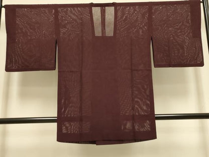 平和屋着物▽道行コート　スリーシーズン　春夏秋　塵除け　花唐草文　バーガンディー色　松坂屋扱い　ロング丈　正絹　逸品　DABI4303du