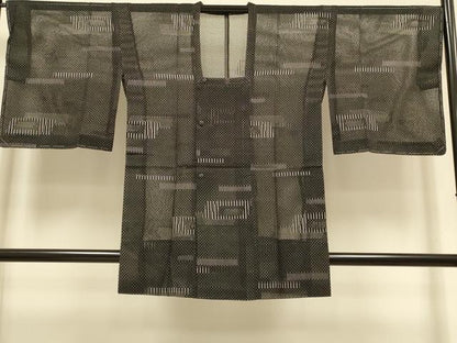平和屋着物▽道行コート　スリーシーズン　春夏秋　塵除け　幾何学文様　正絹　逸品　未使用　DABI4304du