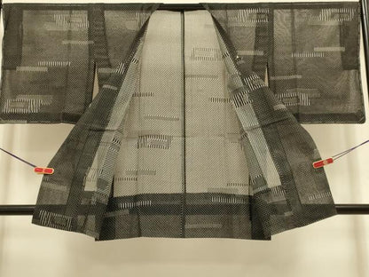 平和屋着物▽道行コート　スリーシーズン　春夏秋　塵除け　幾何学文様　正絹　逸品　未使用　DABI4304du