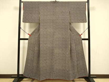 平和屋着物●上質な小紋　小花柄　黒地　正絹　逸品　DABI4307du