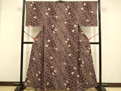 平和屋着物●上質な小紋　舞梅文　金彩　正絹　逸品　DABI4309du