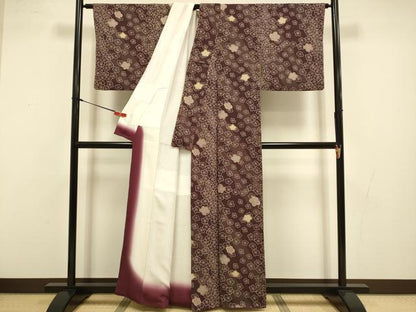 平和屋着物●上質な小紋　舞梅文　金彩　正絹　逸品　DABI4309du