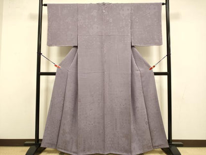 平和屋着物●上質な色無地　切嵌吉祥地紋　濃い梅鼠色　正絹　逸品　未使用　DABI4311du