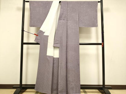 平和屋着物●上質な色無地　切嵌吉祥地紋　濃い梅鼠色　正絹　逸品　未使用　DABI4311du