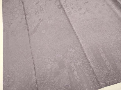 平和屋着物●上質な色無地　切嵌吉祥地紋　濃い梅鼠色　正絹　逸品　未使用　DABI4311du