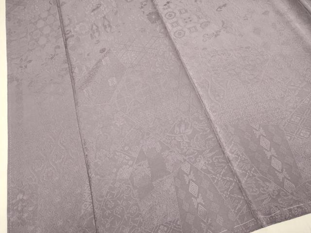 平和屋着物●上質な色無地　切嵌吉祥地紋　濃い梅鼠色　正絹　逸品　未使用　DABI4311du
