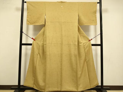 平和屋着物●上質な色無地　草花地紋　飴色　正絹　逸品　未使用　DABI4315du
