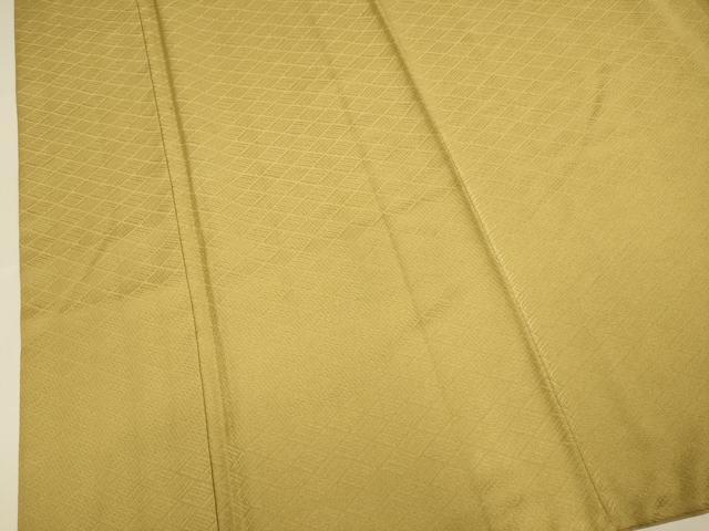 平和屋着物●上質な色無地　網目地紋　黄橡色　正絹　逸品　DABI4317du