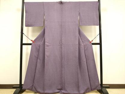 平和屋着物●上質な色無地　霞地紋　葡萄鼠色　正絹　逸品　DABI4318du