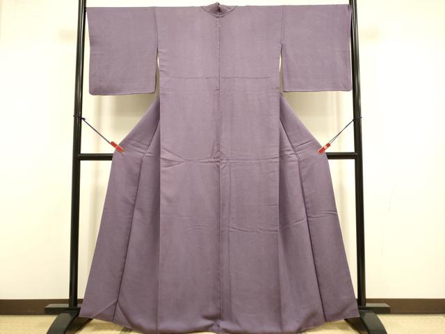 平和屋着物●上質な色無地　霞地紋　葡萄鼠色　正絹　逸品　DABI4318du