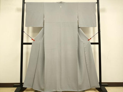 平和屋着物●上質な色無地　銀鼠色　正絹　逸品　DABI4319du