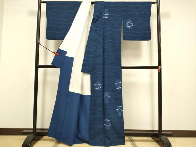 平和屋着物●訪問着　紬地　絞り　舞花文　正絹　逸品　DABI4320du