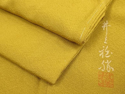 平和屋着物●上質な色無地　作家物　山吹茶色　正絹　逸品　未使用　DABI4321du