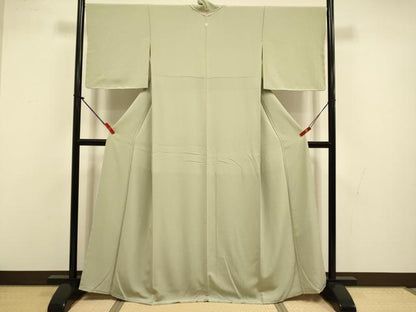 平和屋着物●上質な色無地　利休色　正絹　逸品　DABI4324du