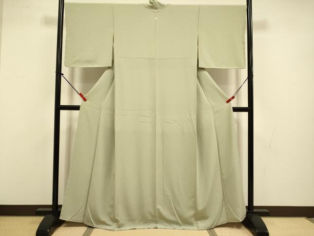 平和屋着物●上質な色無地　利休色　正絹　逸品　DABI4324du