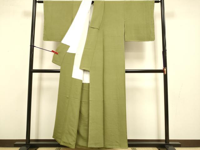 平和屋着物●上質な色無地　濃い黄海松茶色　正絹　逸品　未使用　DABI4327du