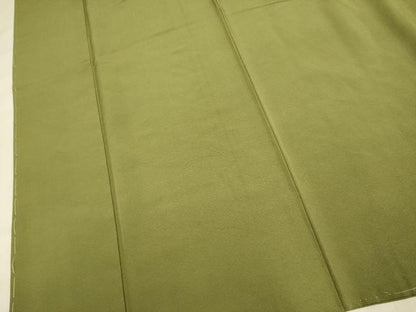 平和屋着物●上質な色無地　濃い黄海松茶色　正絹　逸品　未使用　DABI4327du