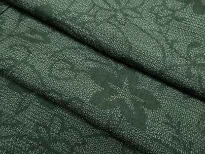 平和屋着物●結城紬　100亀甲　草花文　正絹　逸品　DABI4331du
