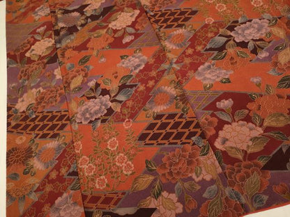 平和屋着物●上質な小紋　草花文　鬼しぼ縮緬　正絹　逸品　DABI4336du