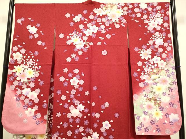 平和屋着物●豪華振袖　舞花文　暈し染め　金彩　金通し地　正絹　逸品　DABI4337du