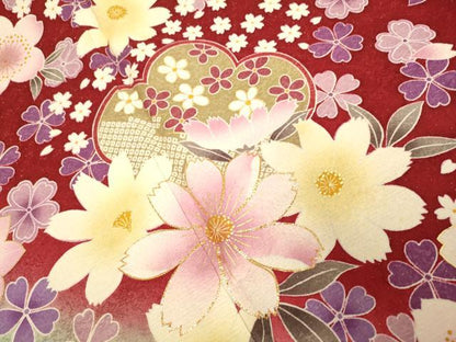 平和屋着物●豪華振袖　舞花文　暈し染め　金彩　金通し地　正絹　逸品　DABI4337du