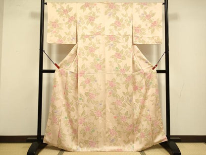 平和屋着物●上質な小紋　枝花文　金彩　地紋起こし　正絹　逸品　DABI4341du