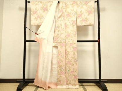 平和屋着物●上質な小紋　枝花文　金彩　地紋起こし　正絹　逸品　DABI4341du
