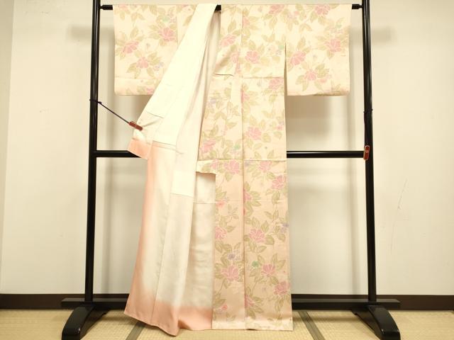 平和屋着物●上質な小紋　枝花文　金彩　地紋起こし　正絹　逸品　DABI4341du