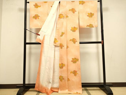 平和屋着物●上質な小紋　草葉文　暈し染め　地紋起こし　正絹　逸品　DABI4343du
