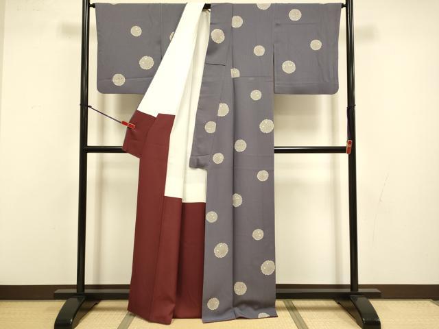 平和屋着物●上質な小紋　雪輪花文　金彩　正絹　逸品　DABI4346du
