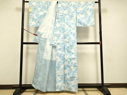 平和屋着物●小紋　草花文　暈し染め　洗える着物　未使用　DABI4348du