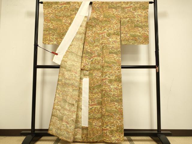 平和屋着物▽上質な小紋　単衣　屏風花文　正絹　逸品　DABI4349du