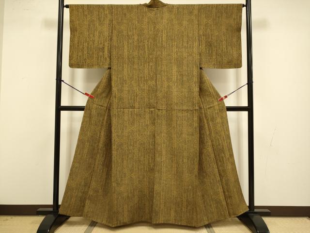 平和屋着物▽上質な小紋　単衣　更紗花文　正絹　逸品　DABI4353du