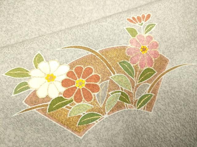 平和屋着物▽京友禅の第一人者　松井青々　色留袖　単衣　地紙花文　金彩　正絹　逸品　DABI4354du