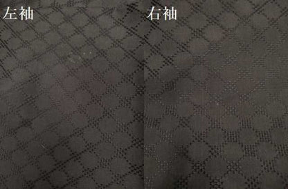 平和屋着物▽上質な紬　単衣　花織　格子　濃い紅消鼠色　正絹　逸品　DABI4356du