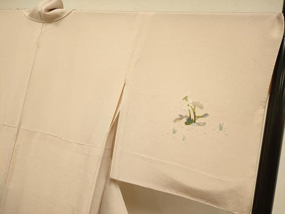 平和屋着物▽訪問着　単衣　総刺繍　枝花文　金糸　正絹　逸品　DABI4357du